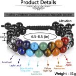 Top Plaza Bead Chakra Bracelet 7 Chakras Healing Crystals Bracelet Yoga Stone Beads Bracelets Meditation Relax Anxiety Bangle for Womens Mens - Image 7